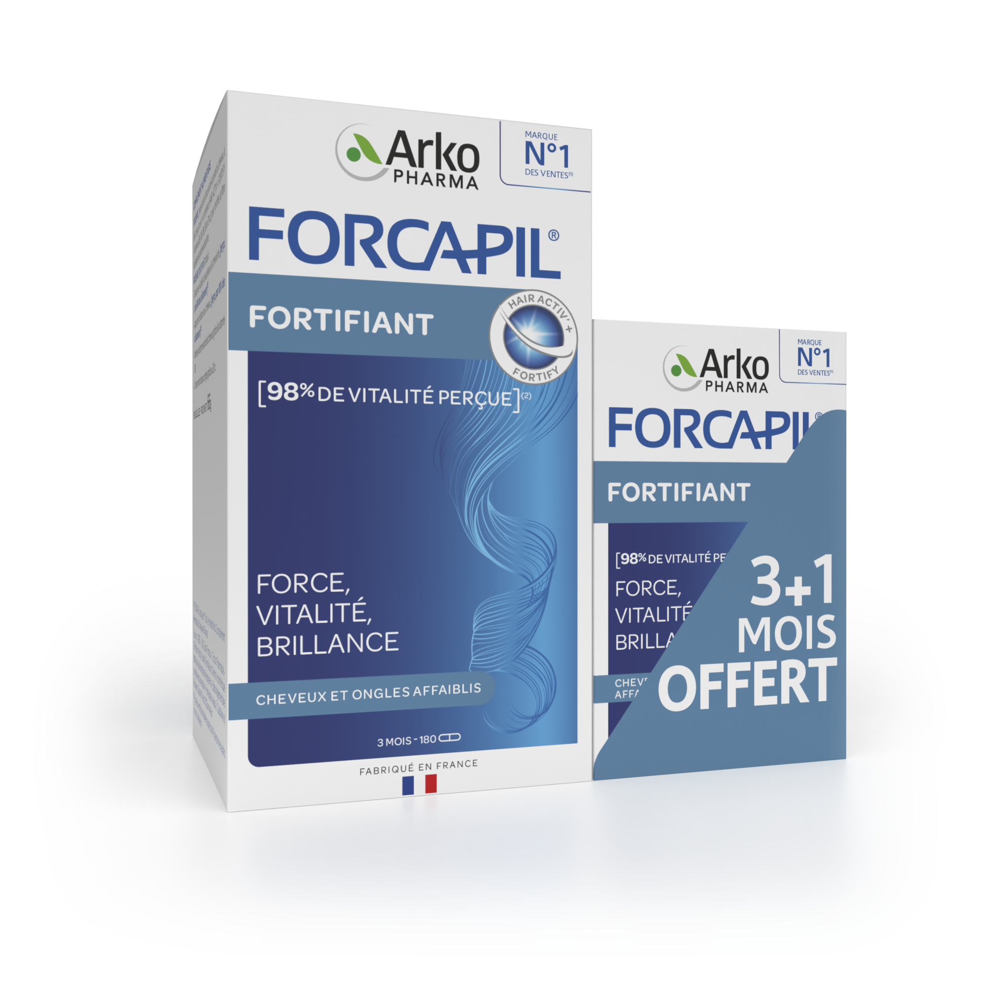 Forcapil® Fortifiant, Cheveux et Ongles - Lot 3 mois + 1 mois offert