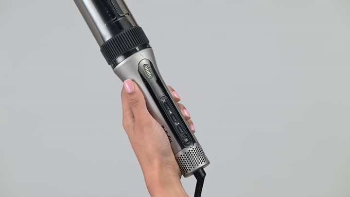 Turn on. Set time, heat, curl direction