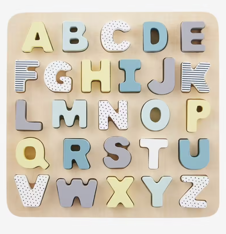 Puzzle lettres à encastrer en bois FSC®