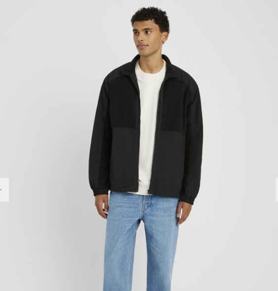 Veste zippée bi matière - Noir