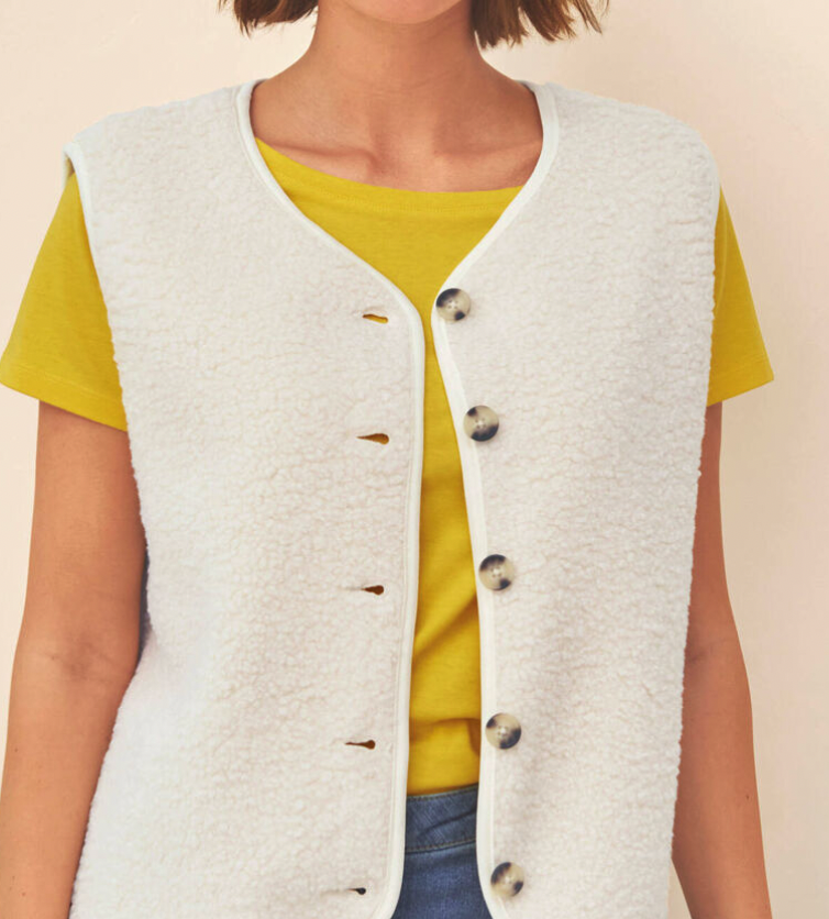 Veste sans manches, maille bouclette