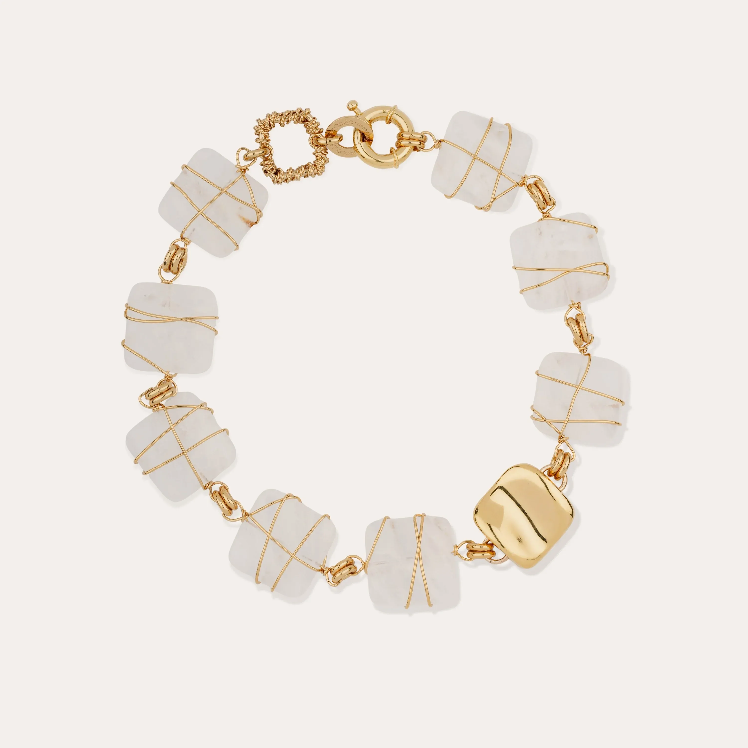 Collier Rainbow square doré - Cristal de roche