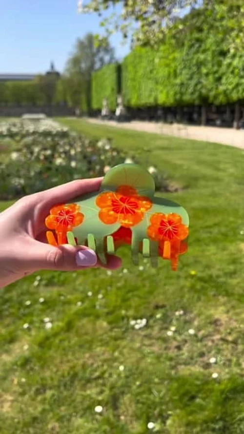 Nasturtium Hair Claw - large orange hair clip | Coucou Suzette